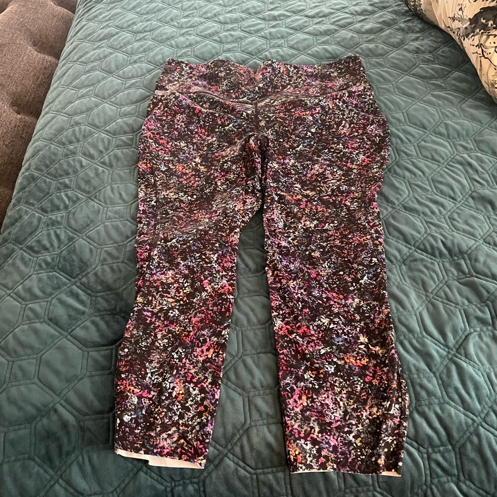 Lululemon high rise base pace leggings, raw hem size 14, 23” inseam